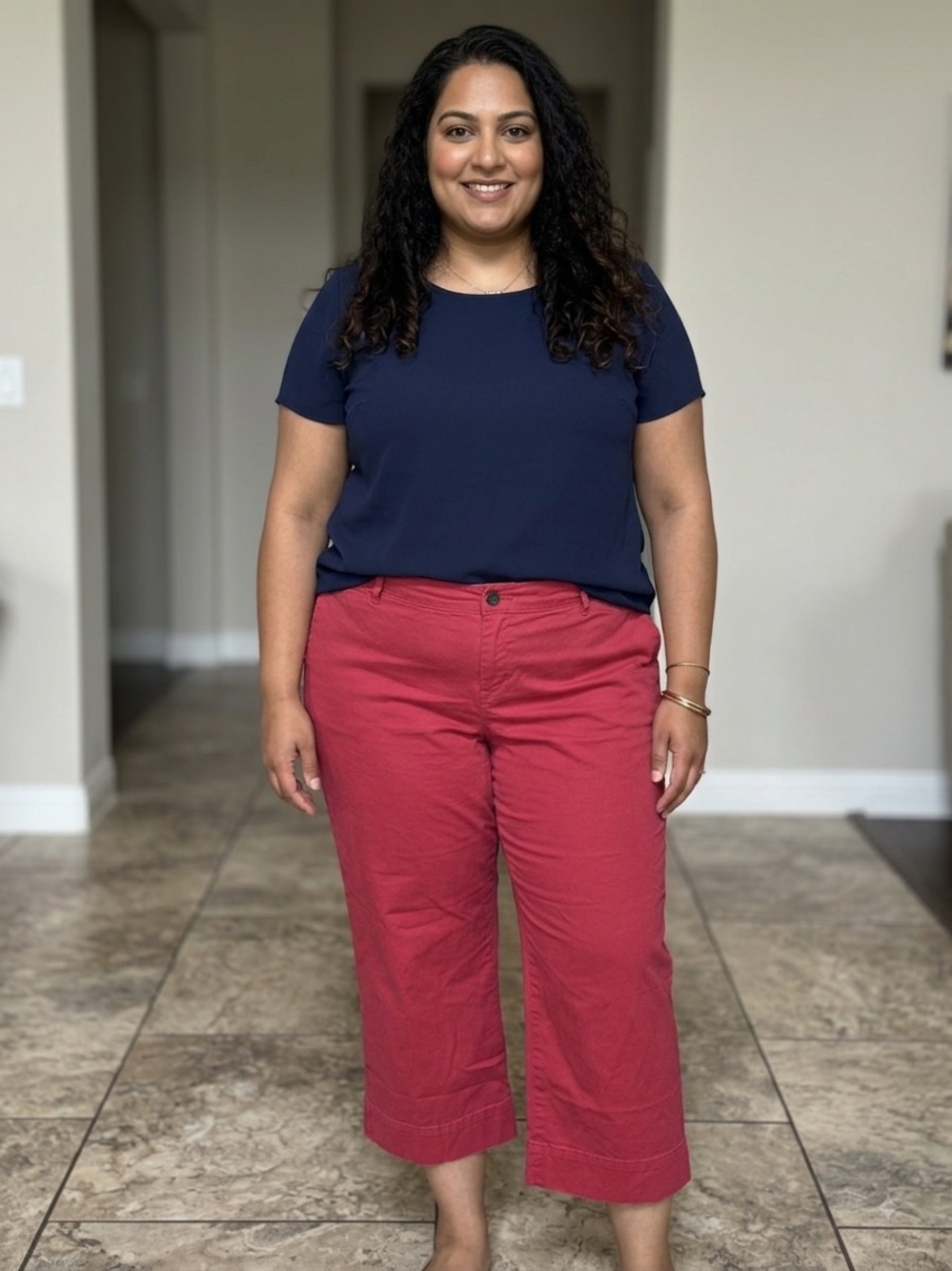 Old Navy Navy Top with Red Cropped Pants